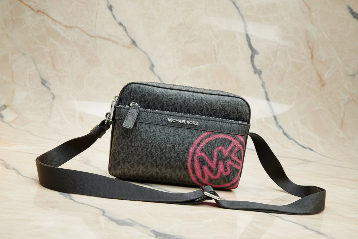 MICHAEL KORS COOPER EMBELISHED SIGNATURE LOGO UTILITY CROSSBODY