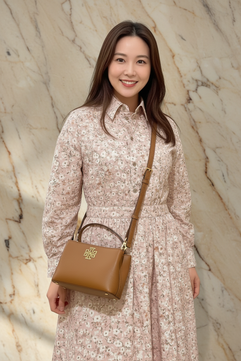 TORY MICRO BRITTEN SATCHEL -  BROWN