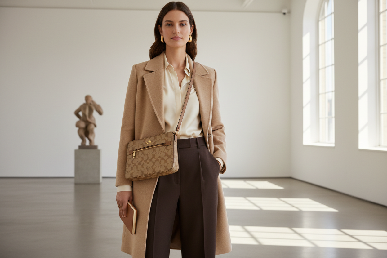 COACH GALLERY FILE CROSSBODY IN SIGNATURE CANVAS - KHAKI BROWN