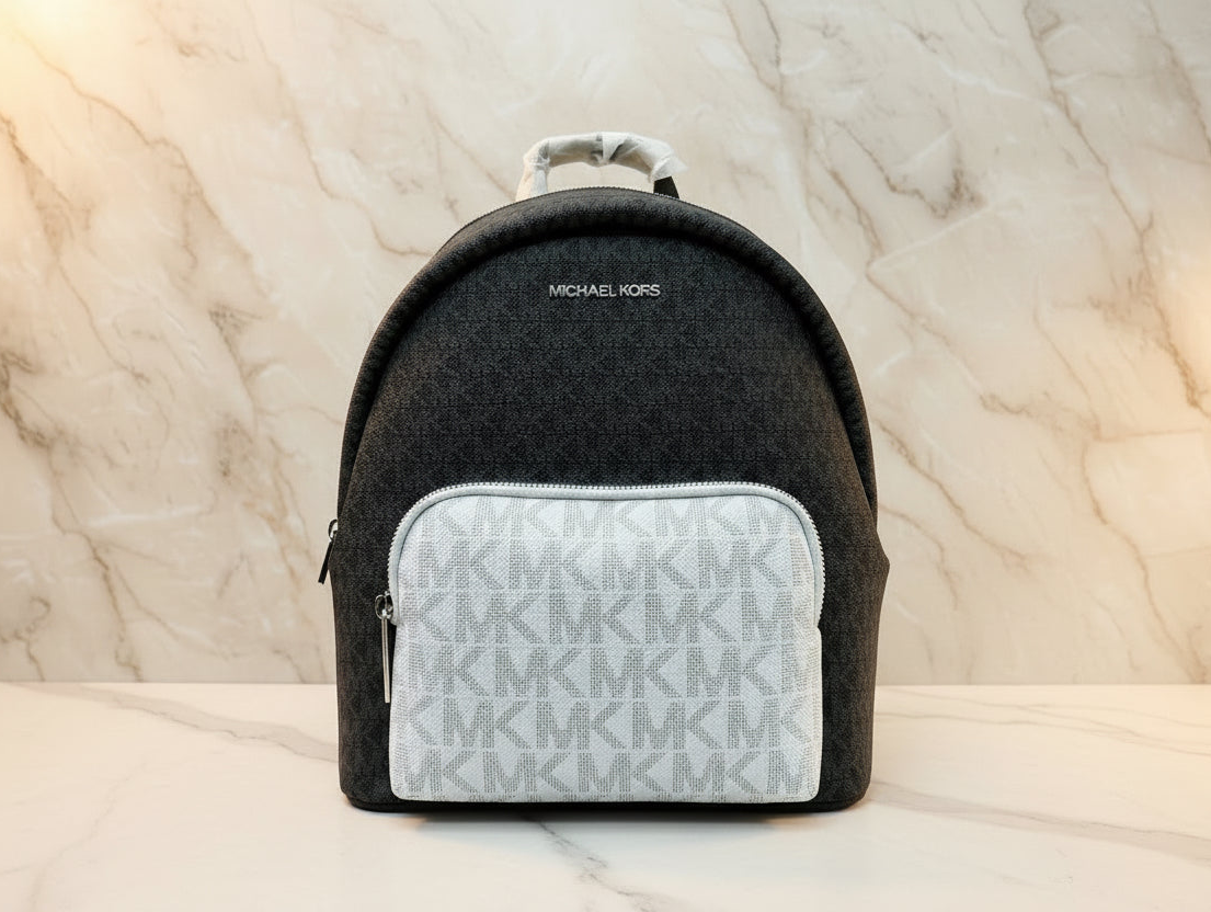 MICHAEL KORS MEDIUM ERIN BACKPACK SIGNATURE BLACK/WHITE