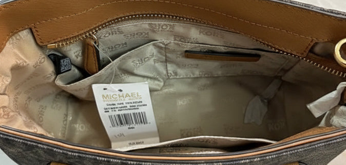 MICHAEL KORS TOP ZIP HAMILTON TRAVELLER MESSENGER BAG SMALL - SIG BROWN
