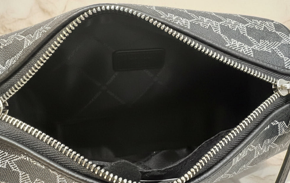 MICHAEL KORS COOPER MINI DUFFLE CROSSBODY IN SIGNATURE CANVAS STRIPE NWT BLACK MULTI