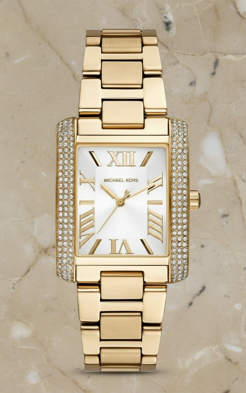 ساعة مايكل كورس إيمري ذهبية اللون - صغيرة مستطيلة