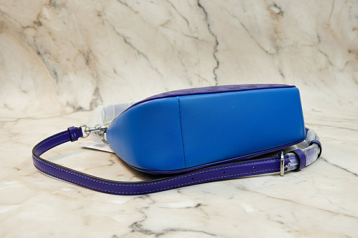 COACH TERI SHOULDER BAG/CROSSBODY BAG - IN SIGNATURE CANVAS PURPLE BLOCKED COLOR