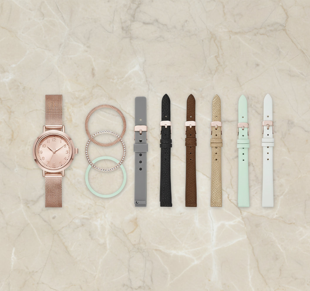 TIME N TRU - INTERCHANGEABLE SET MESH WATCH - ROSEGOLD