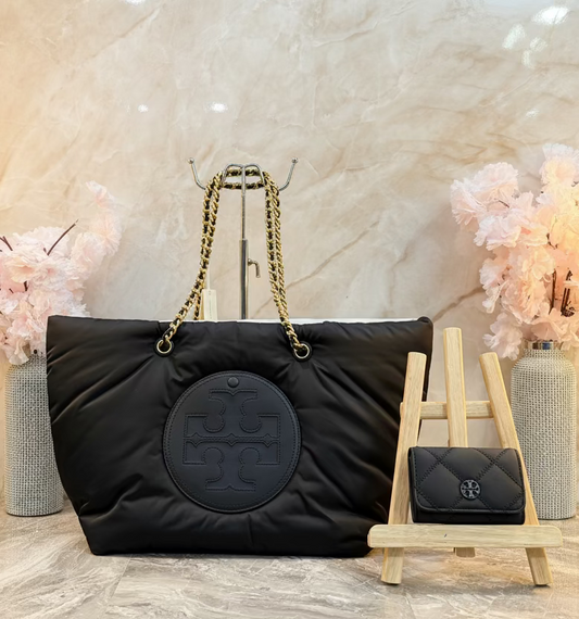 TORY BURCH ELLA MAGNETIC CLOSURE TOTE & MICRO WILLA MATTE CARD CASE FLAP