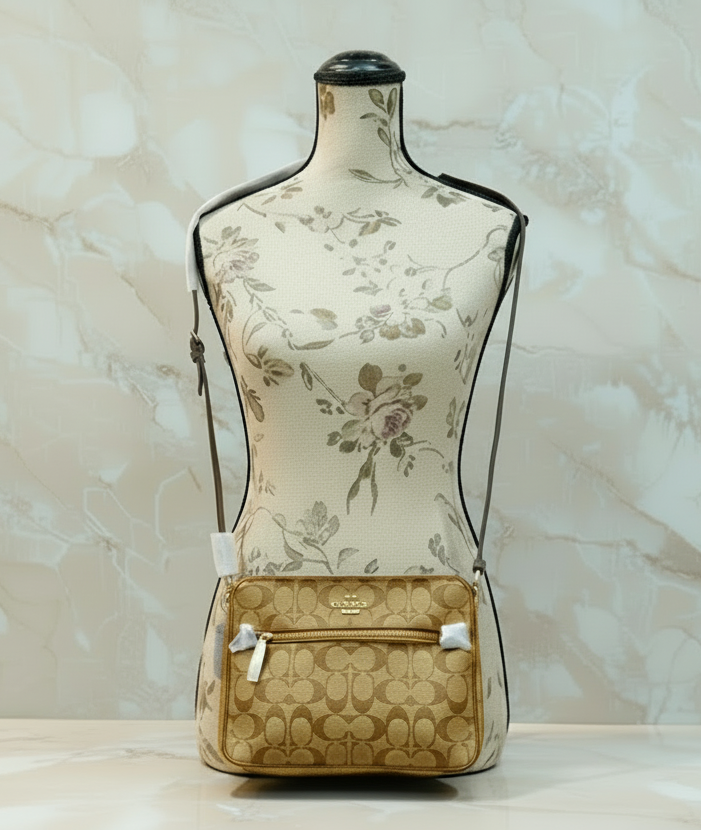 COACH GALLERY FILE CROSSBODY IN SIGNATURE CANVAS - KHAKI BROWN