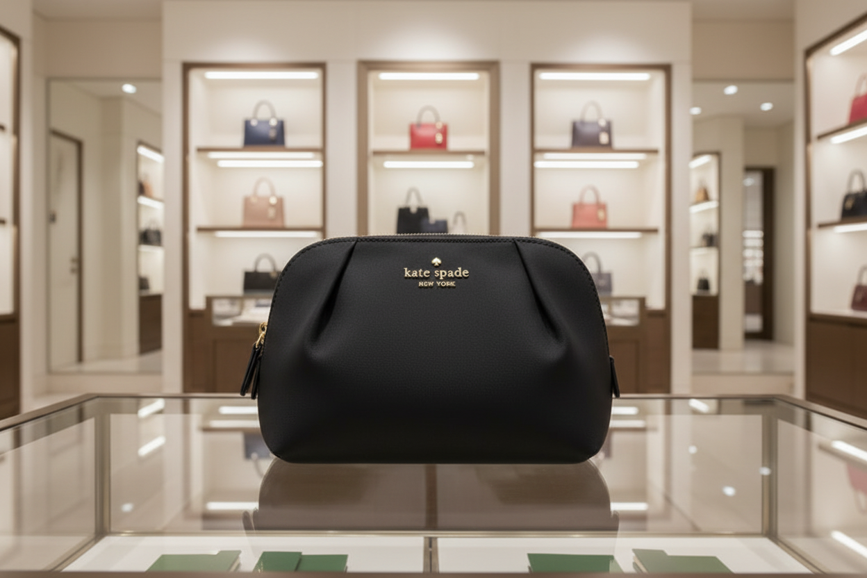 KATE SPADE CHELSEA COSMETIC POUCH - BLACK COLOR