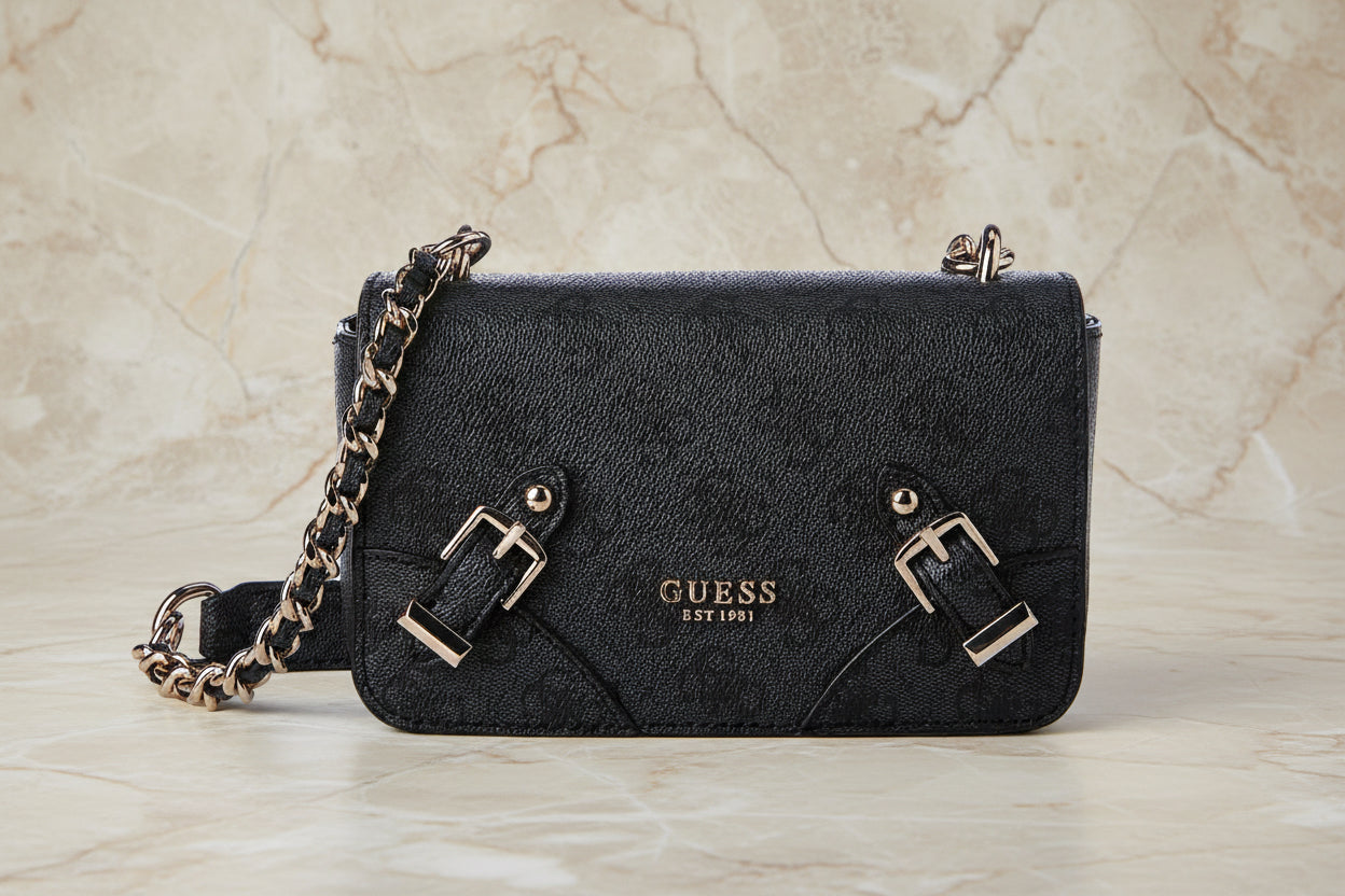 GUESS DIDI MONO CROSSBODY CHAIN - CHARCOAL BLACK