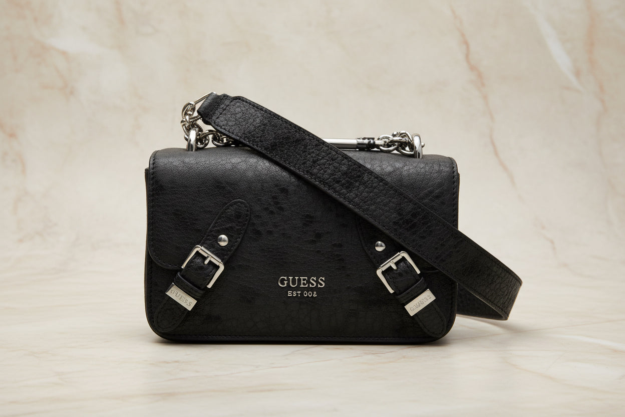 GUESS DIDI MONO CROSSBODY CHAIN - CHARCOAL BLACK