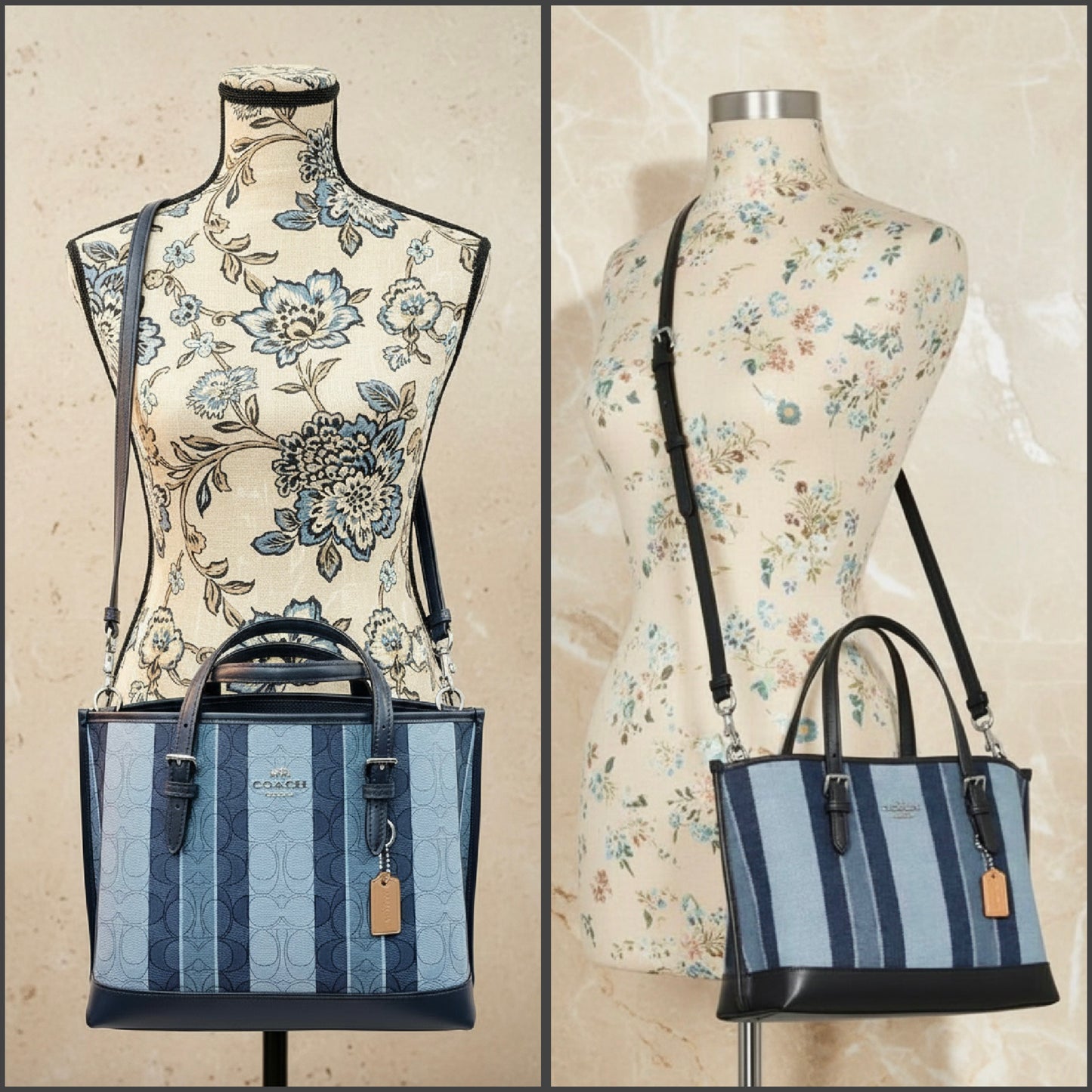 COACH MOLLIE TOTE 25 IN SIGNATURE JACQUARD WITH STRIPES - SILVER/MIDNIGHT MULTI